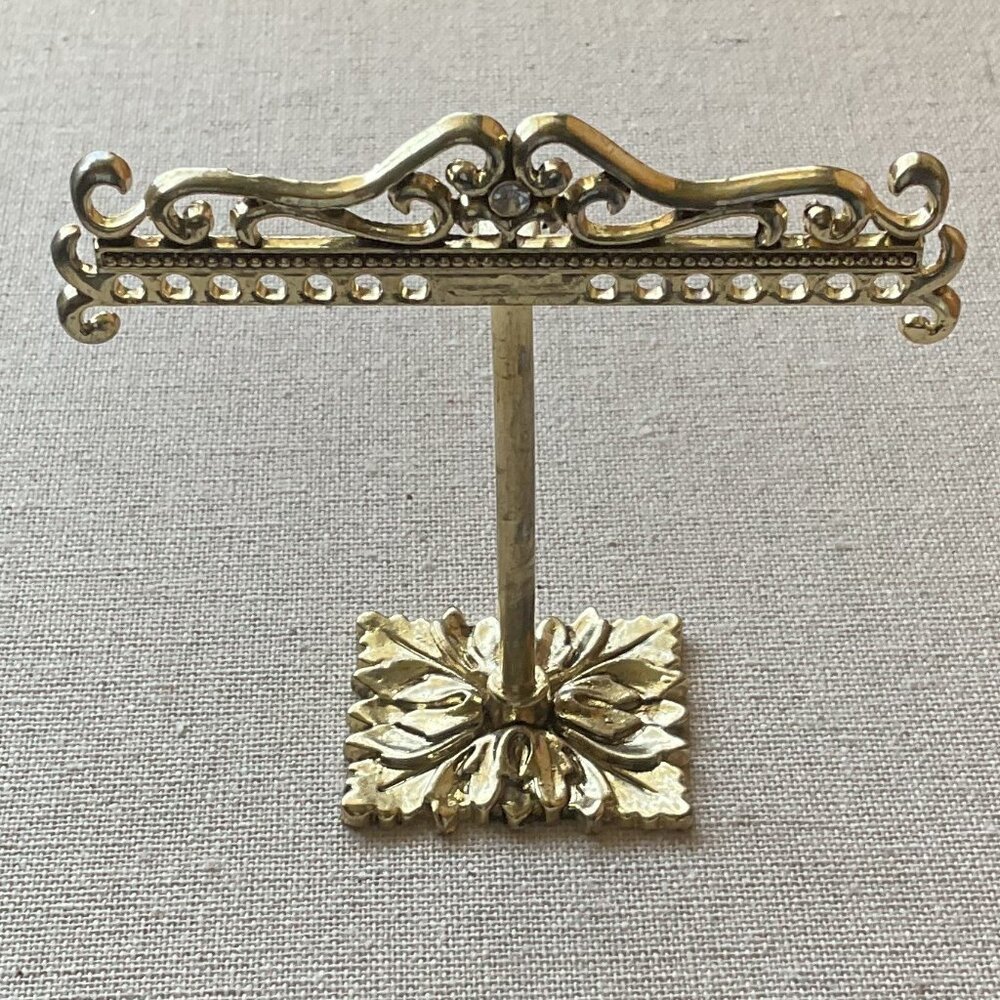 New Ornate Victorian goldtone earring tree stand